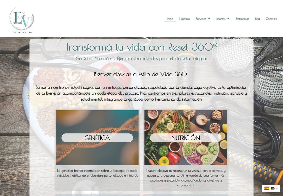 Captura del inicio del sitio de Estilo de Vida 360