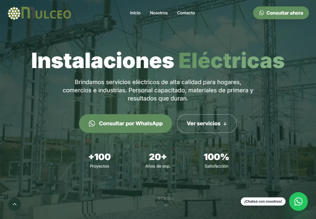 Captura del inicio del sitio de Mulceo SRL
