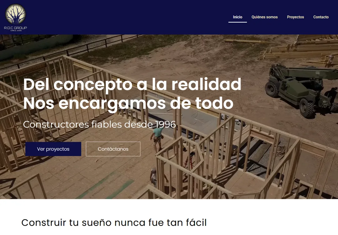 Captura del inicio del sitio de RDC Group